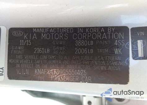 2016 Kia Forte Lx from USA, damaged, VIN KNAFX4A69G5551425